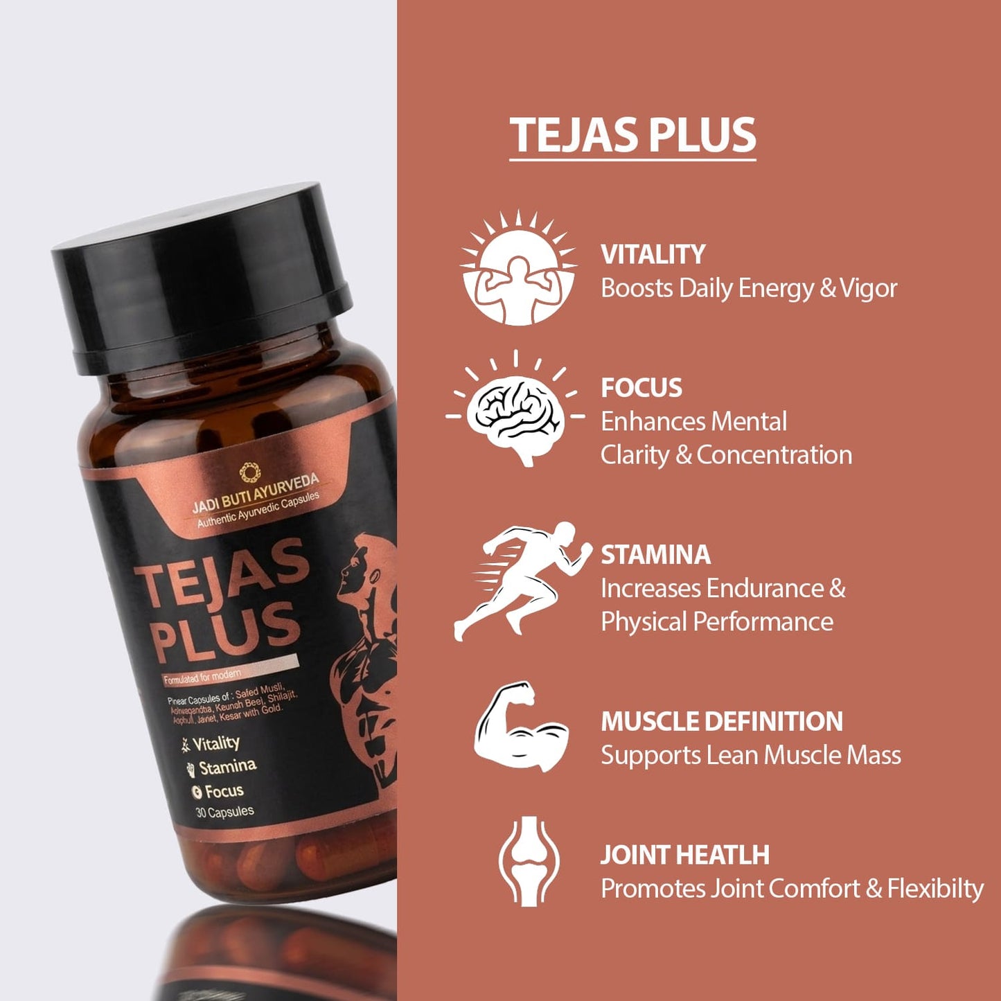 Tejas Plus Ayurvedic Vitality Capsules for Men | 30 Capsules